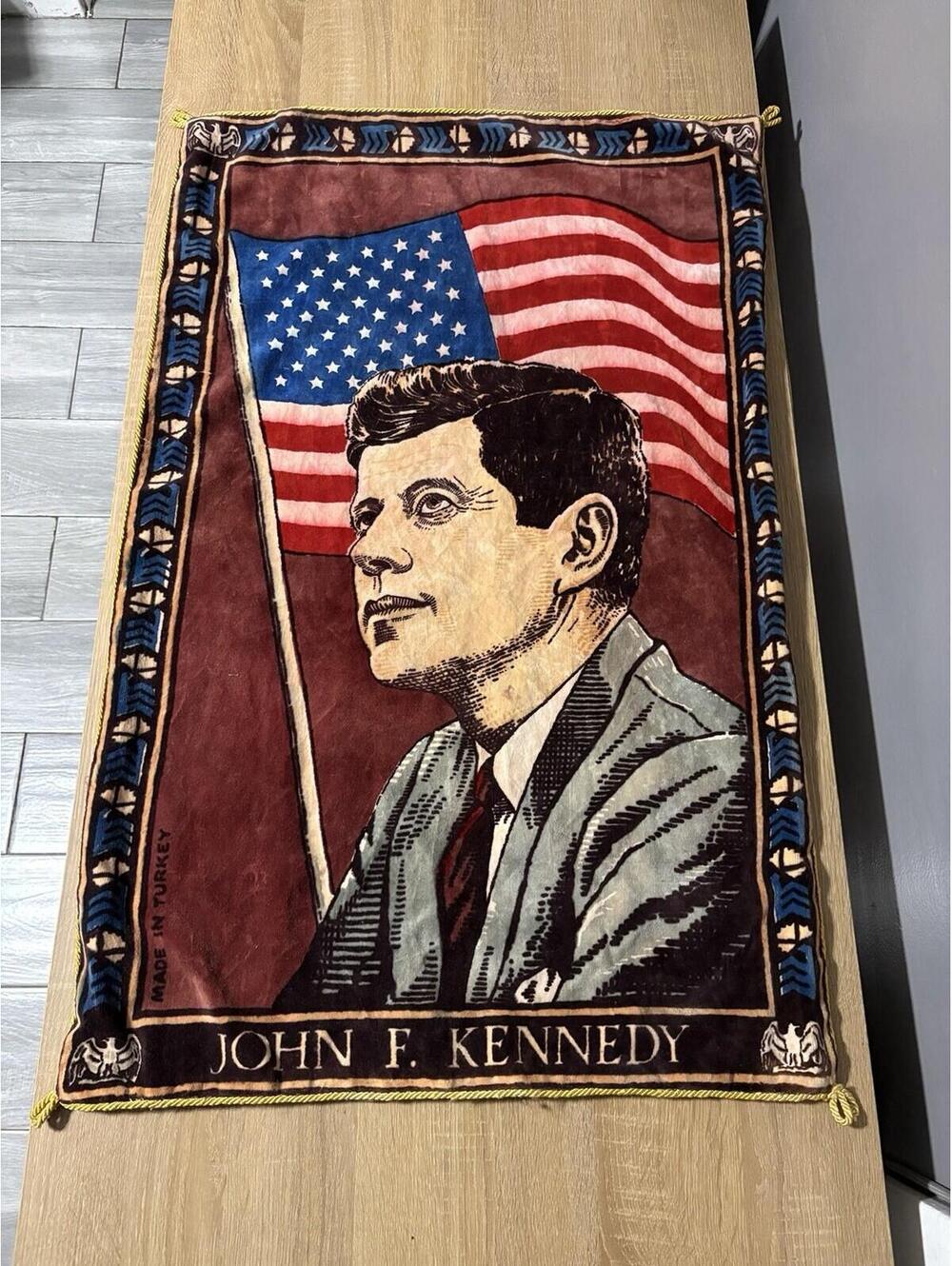 Original 1964 John F Kennedy Presidential Banner Velvet